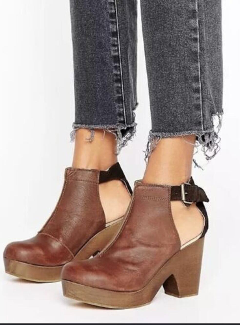 Free People Amber Orchard Clog, Chocolate, EU 40, US 9/9.5 Wooden Heel